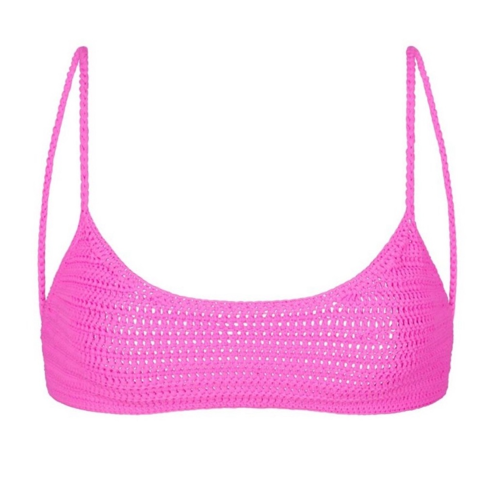 SKIMS Crochet Swim Scoop Bikini Top in Taffy